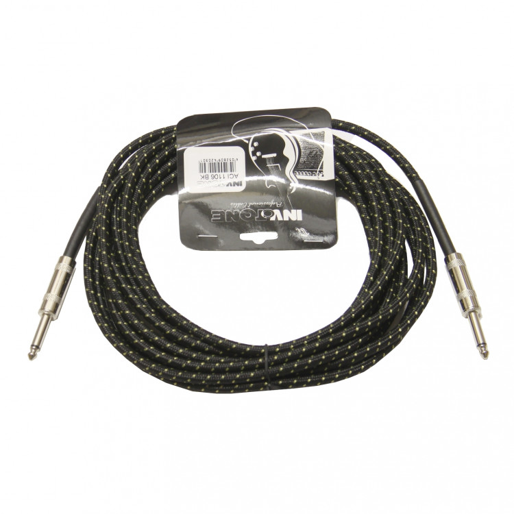 Invotone ACI1106/BK - инструментальный кабель, 6.3 mono Jack-6.3 mono Jack, тряп. изол, дл. 6 м (черный)