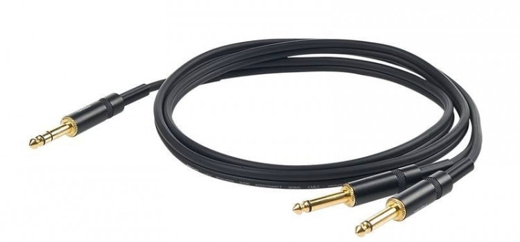 Proel CHLP210LU5 - сценический кабель, 6.3 джек стерео <-> 6.3 х 2 джек моно - 5м
