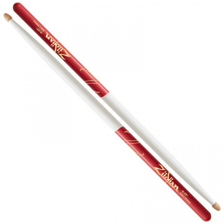 ZILDJIAN Z5AACWDR 5A ACORN WHITE w/ RED DIP барабанные палочки с деревянным наконечником, форма наконечника Acorn, цвет белый