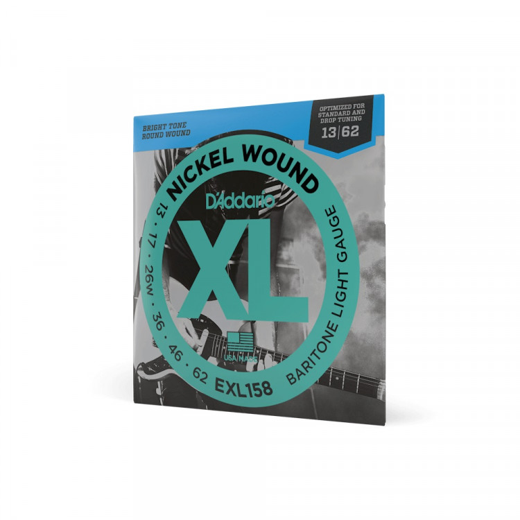 Струны для электрогитары-баритон D'ADDARIO EXL158 13-62, никель