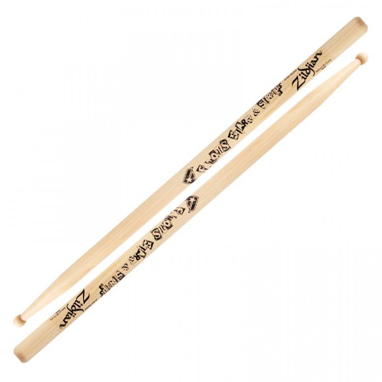 ZILDJIAN ZASTBF TRAVIS BARKER FAMOUS ARTIST SERIES барабанные палочки с деревянным наконечником, именные, материал: орех