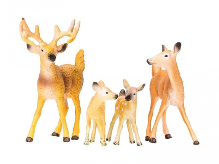 Набор фигурок животных MASAI MARA MM201-001 серии "Мир диких животных": Семья оленей, 4 пр.