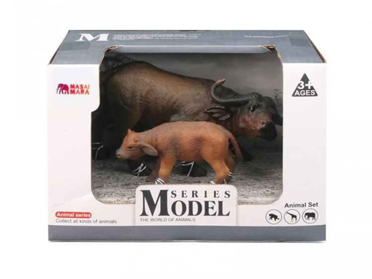 Набор фигурок животных MASAI MARA MM211-115 серии "Мир диких животных": Семья буйволов, 2 пр.