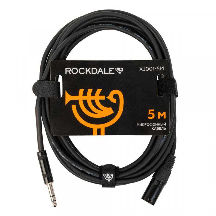 Микрофонный кабель ROCKDALE XF001-5M, разъемы XLR female X stereo jack male, 5 м
