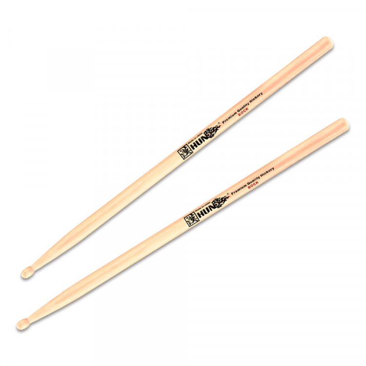 Барабанные палочки HUN Rock Hickory Series орех, деревянный наконечник
